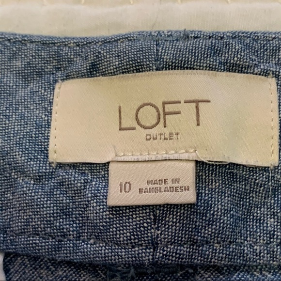 LOFT Outlet Blue Chambray Flat Front 4" Shorts - Picture 5 of 7